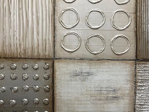AZAVY Art,24X36Inch Hand-Painted Textured Silver White Art Oil Painting Decorative Modern Artwork Abstract Vertical Wall Art Stretched and Framed Ready to Hang in Kuwait