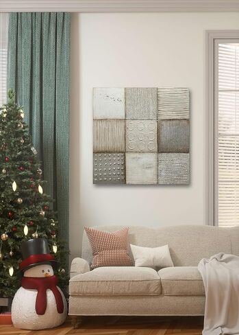 AZAVY Art,24X36Inch Hand-Painted Textured Silver White Art Oil Painting Decorative Modern Artwork Abstract Vertical Wall Art Stretched and Framed Ready to Hang in Kuwait