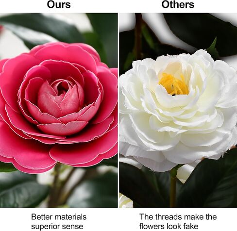 47'' Artificial Camellia Tree, 3.9FT Tall Faux Tree Potted Plants, Artificial Plants Indoor Flower Tree for Home Front Door Outdoor Indoor Decoration (Pink 47 Inch) in Saudi Arabia