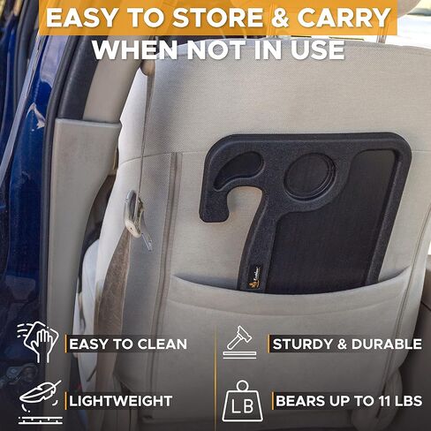 EcoNour 2 in 1 Car Steering Wheel Desk (Beige) | Steering Wheel Tray for Laptop Car Mount with Pen Holder | Car Food Tray for Eating with Drinks Holder | Multipurpose Travel Car Accessories in Kuwait