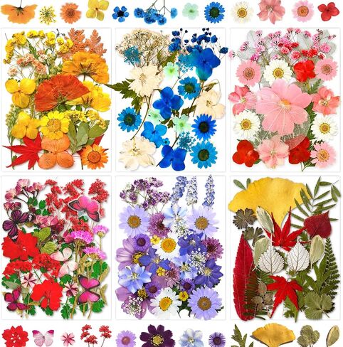 192Pcs Dried Pressed Flowers for Resin, Assorted Real Natural Bulk Dry Floral Leaves for DIY Art Crafts, Epoxy Molds, Jewelry, Soap, Candle Making, Nails Decors in Saudi Arabia
