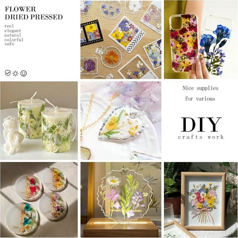 192Pcs Dried Pressed Flowers for Resin, Assorted Real Natural Bulk Dry Floral Leaves for DIY Art Crafts, Epoxy Molds, Jewelry, Soap, Candle Making, Nails Decors in Saudi Arabia