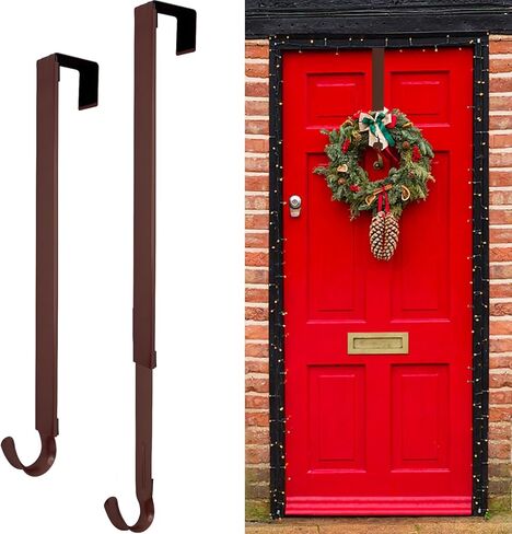 ZMCINER Wreath Hanger for Front Door, Adjustable Wreath Hanger from 15 to 25 Inches Wreath Hanger, 20 lbs Larger Door Upgrade Wreath Hanger Christmas Fall Wreaths Decorations Hook (Matte Black) in Kuwait