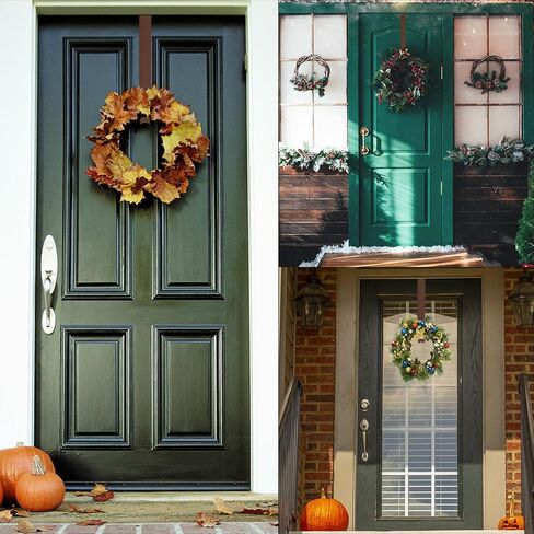 ZMCINER Wreath Hanger for Front Door, Adjustable Wreath Hanger from 15 to 25 Inches Wreath Hanger, 20 lbs Larger Door Upgrade Wreath Hanger Christmas Fall Wreaths Decorations Hook (Matte Black) in Kuwait