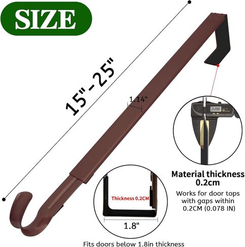 ZMCINER Wreath Hanger for Front Door, Adjustable Wreath Hanger from 15 to 25 Inches Wreath Hanger, 20 lbs Larger Door Upgrade Wreath Hanger Christmas Fall Wreaths Decorations Hook (Matte Black) in Kuwait