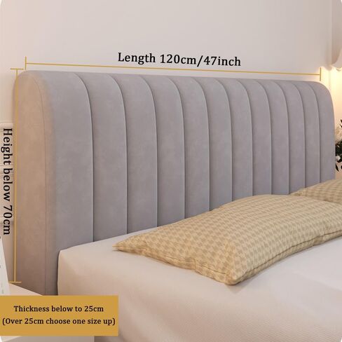 Bed Headboard Cover Full Queen King Size, Quilted Headboard Slipcover Thicken Dustproof Headboard Padding Protector Cover for Bedroom Decoration (Light Grey, 120cm/47inch) in Saudi Arabia