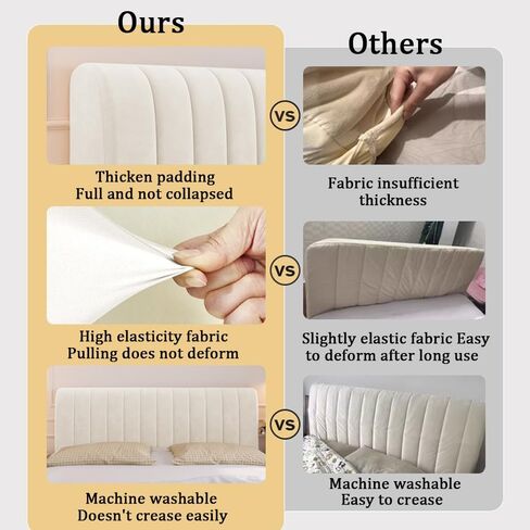 Bed Headboard Cover Full Queen King Size, Quilted Headboard Slipcover Thicken Dustproof Headboard Padding Protector Cover for Bedroom Decoration (Light Grey, 120cm/47inch) in Saudi Arabia