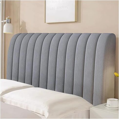 Bed Headboard Cover Full Queen King Size, Quilted Headboard Slipcover Thicken Dustproof Headboard Padding Protector Cover for Bedroom Decoration (Light Grey, 120cm/47inch) in Saudi Arabia