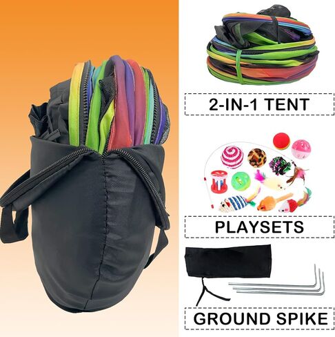 bnosdm في الهواء الطلق حاويات القط المحمولة المنبثقة خيمة القط مع نفق شبكة قابلة للطي ملعب الحيوانات الأليفة داخل حقيبة التخزين للقطط هريرة والحيوانات الصغيرة خارج in Kuwait