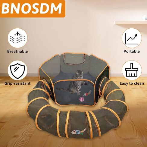 bnosdm في الهواء الطلق حاويات القط المحمولة المنبثقة خيمة القط مع نفق شبكة قابلة للطي ملعب الحيوانات الأليفة داخل حقيبة التخزين للقطط هريرة والحيوانات الصغيرة خارج in Kuwait