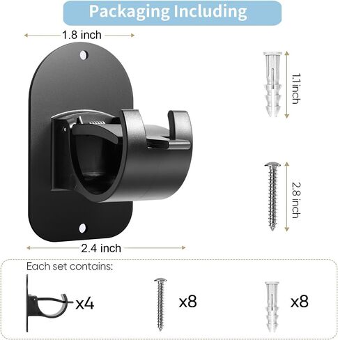 No Drill Curtain Rod Holder Hangers - Self Adhesive Curtain Rod Hook - Upgrade Sticky No Drilling Plastic Curtain Rod Brackets Renter Friendly Curtain Rod Hanger (4PCS Black) in Saudi Arabia
