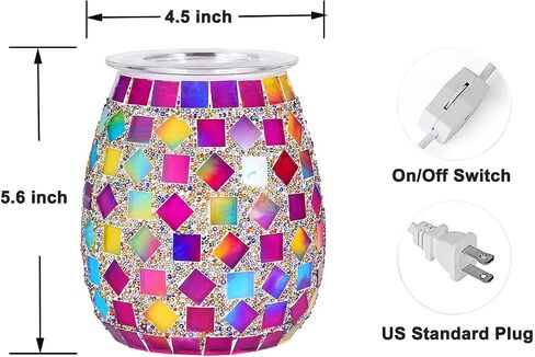 Mosaic Glass, Wax melt Warmer, Electric Oil Burner, Candle Wax Warmer, Wax Timer Warmer, Wax Warmer for Scented Wax, for Essential Oils Burner & Premium Wax Melts Burner（Colorful Sand Beach） in Saudi Arabia