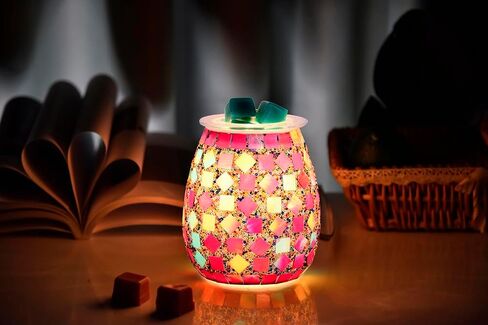 Mosaic Glass, Wax melt Warmer, Electric Oil Burner, Candle Wax Warmer, Wax Timer Warmer, Wax Warmer for Scented Wax, for Essential Oils Burner & Premium Wax Melts Burner（Colorful Sand Beach） in Saudi Arabia