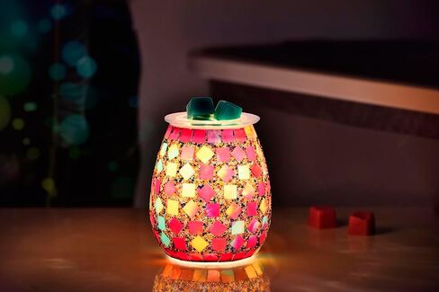 Mosaic Glass, Wax melt Warmer, Electric Oil Burner, Candle Wax Warmer, Wax Timer Warmer, Wax Warmer for Scented Wax, for Essential Oils Burner & Premium Wax Melts Burner（Colorful Sand Beach） in Saudi Arabia