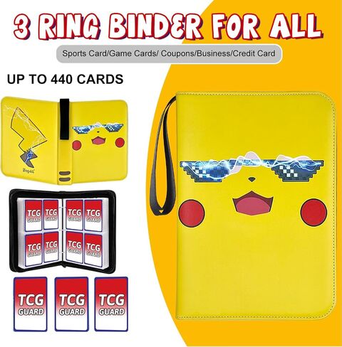 Card Binder 4 Pocket with Sleeves-Card Holder Binder for Trading Cards, Holds Up to 440 Standard Size Cards 55 Removable Sleeves Pages Card Binder Album with Zipper Carrying Case in Saudi Arabia