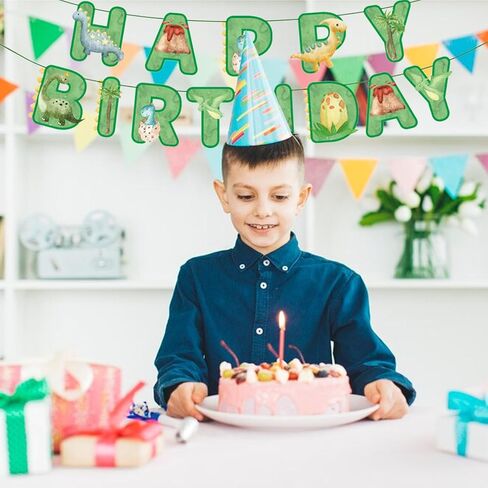 لافتة عيد ميلاد سعيد على شكل ديناصور، مستلزمات حفلات أعياد الميلاد تحت عنوان الديناصورات، زينة حفلات أعياد الميلاد للأولاد والبنات in Kuwait