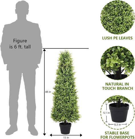 4ft طويل القامة في الهواء الطلق خشب البقس الاصطناعي شجرة توبياري 48in، أشجار توبياري اصطناعية في الهواء الطلق مجموعة من 2، نباتات خشب البقس فو للشرفة in Saudi Arabia