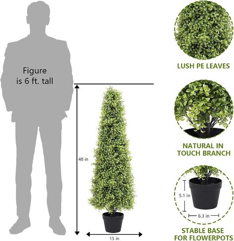 4ft طويل القامة في الهواء الطلق خشب البقس الاصطناعي شجرة توبياري 48in، أشجار توبياري اصطناعية في الهواء الطلق مجموعة من 2، نباتات خشب البقس فو للشرفة in Saudi Arabia