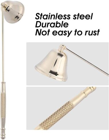 Candle Snuffer Polished Stainless Steel Candle Stopper Long Handle Candle Safely Extinguisher Snuffer Prevent Spray(Gold) Candlesnuffers in Saudi Arabia
