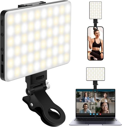Selfie Light Portable Phone Light, Eagerey 60 LED Rechargeable Fill Light with Front & Back Clip, CRI 95, 3 Light Modes, Clip on Light for TikTok Tablet/Laptop, iPad, Conference Vlog Video in Saudi Arabia