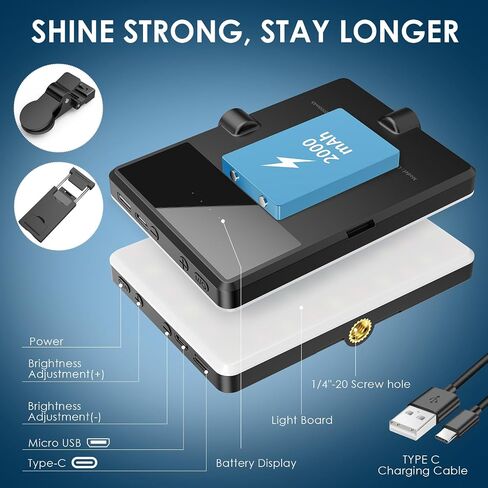 Selfie Light Portable Phone Light, Eagerey 60 LED Rechargeable Fill Light with Front & Back Clip, CRI 95, 3 Light Modes, Clip on Light for TikTok Tablet/Laptop, iPad, Conference Vlog Video in Saudi Arabia