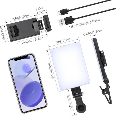 Selfie Light Portable Phone Light, Eagerey 60 LED Rechargeable Fill Light with Front & Back Clip, CRI 95, 3 Light Modes, Clip on Light for TikTok Tablet/Laptop, iPad, Conference Vlog Video in Saudi Arabia