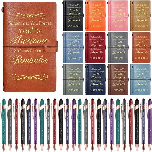 Patelai 48 Pcs Thank You Gifts Appreciation Gifts 24 Pcs Employee Leather Journal with Pen Bulk 7.9 x 4.7 in Inspirational PU Refillable Notebook for Graduation Coworker Employee Gifts(Stylish) in Saudi Arabia