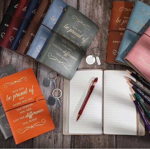 Patelai 48 Pcs Thank You Gifts Appreciation Gifts 24 Pcs Employee Leather Journal with Pen Bulk 7.9 x 4.7 in Inspirational PU Refillable Notebook for Graduation Coworker Employee Gifts(Stylish) in Saudi Arabia