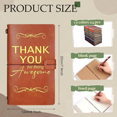 Patelai 48 Pcs Thank You Gifts Appreciation Gifts 24 Pcs Employee Leather Journal with Pen Bulk 7.9 x 4.7 in Inspirational PU Refillable Notebook for Graduation Coworker Employee Gifts(Stylish) in Saudi Arabia