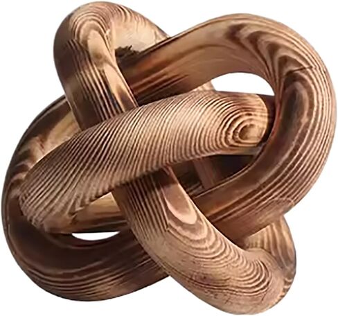 Wood Chain Link Decor-3 Link Wood Knot Decor Hand Carved Coffee Table Decor Farmhouse Rustic Shelf Decor Boho Modern Simplicity Decorative Objects for Living Room Bedroom Decorations (Retro) in Saudi Arabia