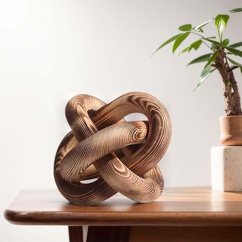 Wood Chain Link Decor-3 Link Wood Knot Decor Hand Carved Coffee Table Decor Farmhouse Rustic Shelf Decor Boho Modern Simplicity Decorative Objects for Living Room Bedroom Decorations (Retro) in Saudi Arabia