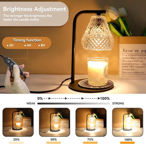 Modern Gold Candle Warmer Lamp,Candle Light Warmer with 2/4/8H Timer, Electric Candle Lamp with 2 Bulbs,Dimmable Wax Melting Lamp for Home Decor jar Candles House Warming Gifts Mother's Day … in Saudi Arabia