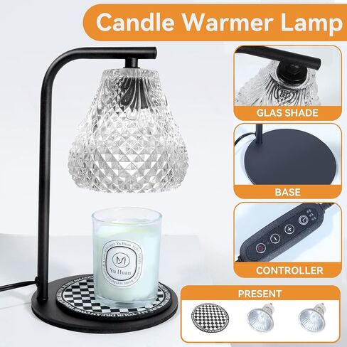 Modern Gold Candle Warmer Lamp,Candle Light Warmer with 2/4/8H Timer, Electric Candle Lamp with 2 Bulbs,Dimmable Wax Melting Lamp for Home Decor jar Candles House Warming Gifts Mother's Day … in Saudi Arabia