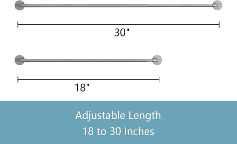 TYRON 2 Pack Magnetic Curtain Rod for Metal Doors Adjustable 18-30 Inch, 3/8 in. Diameter, French Door Magnetic Curtain Rods, Magnetic Cafe Curtain Rod(Black) in Saudi Arabia