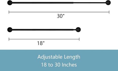 TYRON 2 Pack Magnetic Curtain Rod for Metal Doors Adjustable 18-30 Inch, 3/8 in. Diameter, French Door Magnetic Curtain Rods, Magnetic Cafe Curtain Rod(Black) in Saudi Arabia