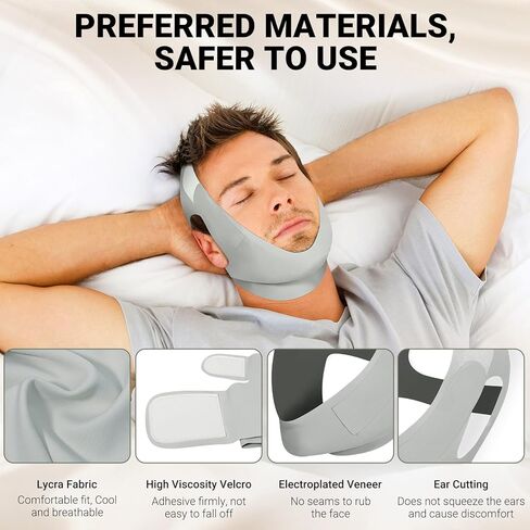 Anti Snore Chin Strap, Snore Stopper with Adjustable Velcro, Chin Strap for Sleeping Comfortable Stop Snoring Solution, Anti Snoring Devices Breathable and Reusable, Green, M in Kuwait