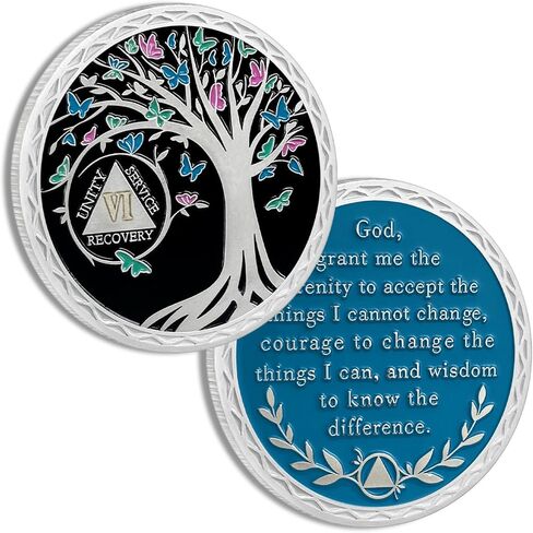 عملة رصانة لمدة 10 سنوات، ورقائق وميداليات شجرة الحياة AA، ورمز رقاقة استرداد الرصانة | هدايا الرصانة للرجال والنساء الذين يحتفلون بالتعافي من مدمني الكحول المجهولين in Kuwait