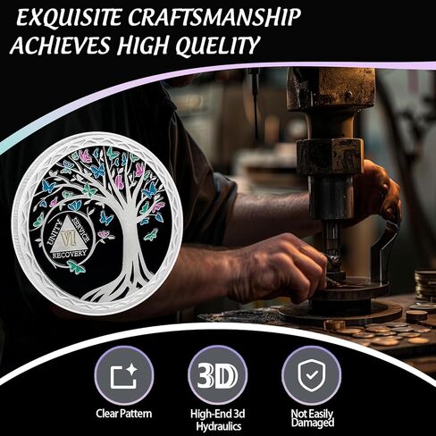 عملة رصانة لمدة 10 سنوات، ورقائق وميداليات شجرة الحياة AA، ورمز رقاقة استرداد الرصانة | هدايا الرصانة للرجال والنساء الذين يحتفلون بالتعافي من مدمني الكحول المجهولين in Kuwait