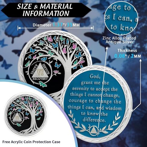 عملة رصانة لمدة 10 سنوات، ورقائق وميداليات شجرة الحياة AA، ورمز رقاقة استرداد الرصانة | هدايا الرصانة للرجال والنساء الذين يحتفلون بالتعافي من مدمني الكحول المجهولين in Kuwait
