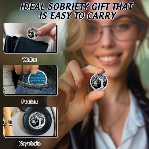 عملة رصانة لمدة 10 سنوات، ورقائق وميداليات شجرة الحياة AA، ورمز رقاقة استرداد الرصانة | هدايا الرصانة للرجال والنساء الذين يحتفلون بالتعافي من مدمني الكحول المجهولين in Kuwait