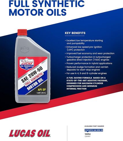 زيت لوكاس 10050 اصطناعي بالكامل SAE 10W-30 زيت محرك - 1 كوارت (عبوة من 6 قطع) in Saudi Arabia