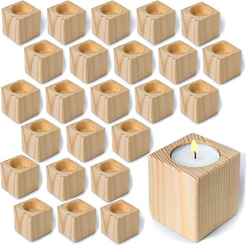 Sarap Wood Tealight Candle Holder - Rustic Wooden Votive Candle Holders - 10pcs Candle Holders Bulk - Wood Candle Holders for Centerpieces for Tables, Wedding Decor, Fireplace Decorations and Party in Saudi Arabia