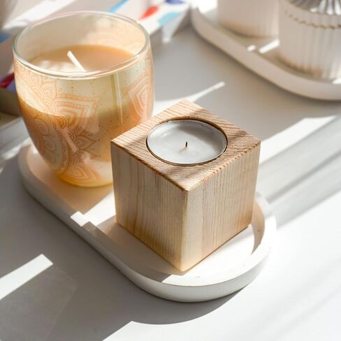 Sarap Wood Tealight Candle Holder - Rustic Wooden Votive Candle Holders - 10pcs Candle Holders Bulk - Wood Candle Holders for Centerpieces for Tables, Wedding Decor, Fireplace Decorations and Party in Saudi Arabia