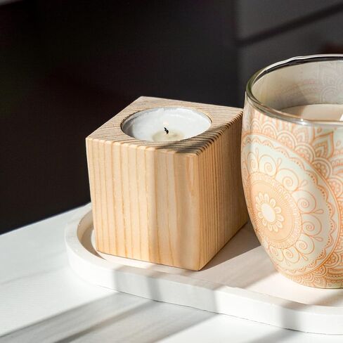 Sarap Wood Tealight Candle Holder - Rustic Wooden Votive Candle Holders - 10pcs Candle Holders Bulk - Wood Candle Holders for Centerpieces for Tables, Wedding Decor, Fireplace Decorations and Party in Saudi Arabia