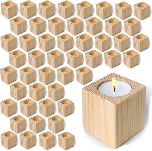 Sarap Wood Tealight Candle Holder - Rustic Wooden Votive Candle Holders - 10pcs Candle Holders Bulk - Wood Candle Holders for Centerpieces for Tables, Wedding Decor, Fireplace Decorations and Party in Saudi Arabia