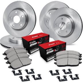 R1 Concepts Front Rear Brakes and Rotors Kit |Front Rear Brake Pads| Brake Rotors and Pads| Ceramic Brake Pads and Rotors |Hardware Kit|fits 2014-2021 INFINITI Q50, 2017-2020 INFINITI Q60