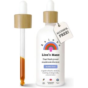 Lion's Mane Mushroom Tincture, Alcohol Free Dual Extract Lion's Mane Tincture, Daily Mushroom Supplement for Brain Support, Focus & Memory, Liquid Lion's Mane Supplement, Vegan, Non GMO, 100ml