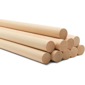 ALBO 1" x 48" Wooden Dowel Rods Set - 2 Pack Birch Natural Extra Long Hardwood Craft Sticks Stair Rails Supports Garden Structures Smooth Sanded Finish Woodworking Material DIY Furniture