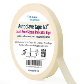 60 Yd. 1 Roll of Autoclave Tape 1" Indicates Sterilization for Dental Tools, Surgical Instruments & Tattoo Accessories – Heat Tape for Chemical, Dry Heat & Autoclave Sterilizers