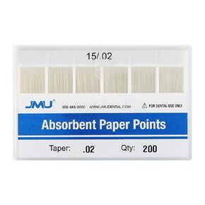 JMU Absorbent Paper Points .02 Taper #15, Spill-Proof Box, 200pcs/Pack